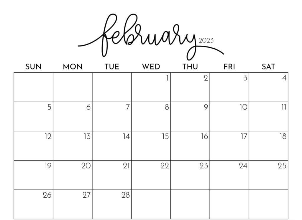 Printable February 2023 Blank Calendar