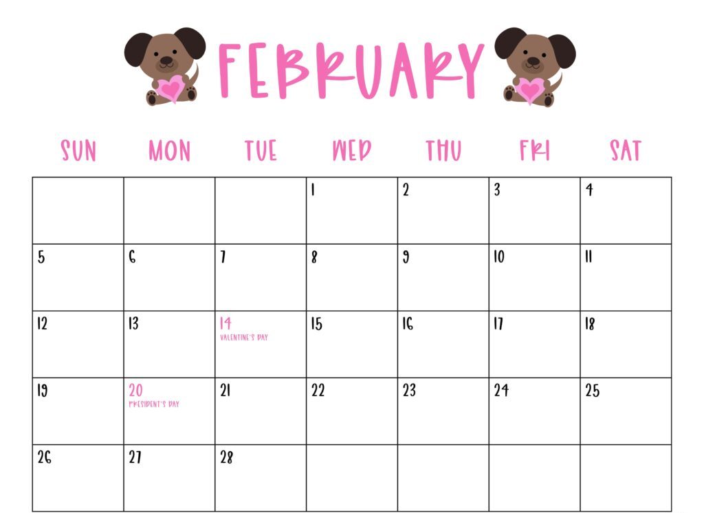 Printable February 2023 Calendar Floral