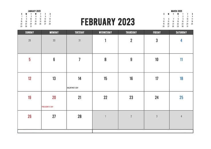 Printable February 2023 Calendar Free With Holidays