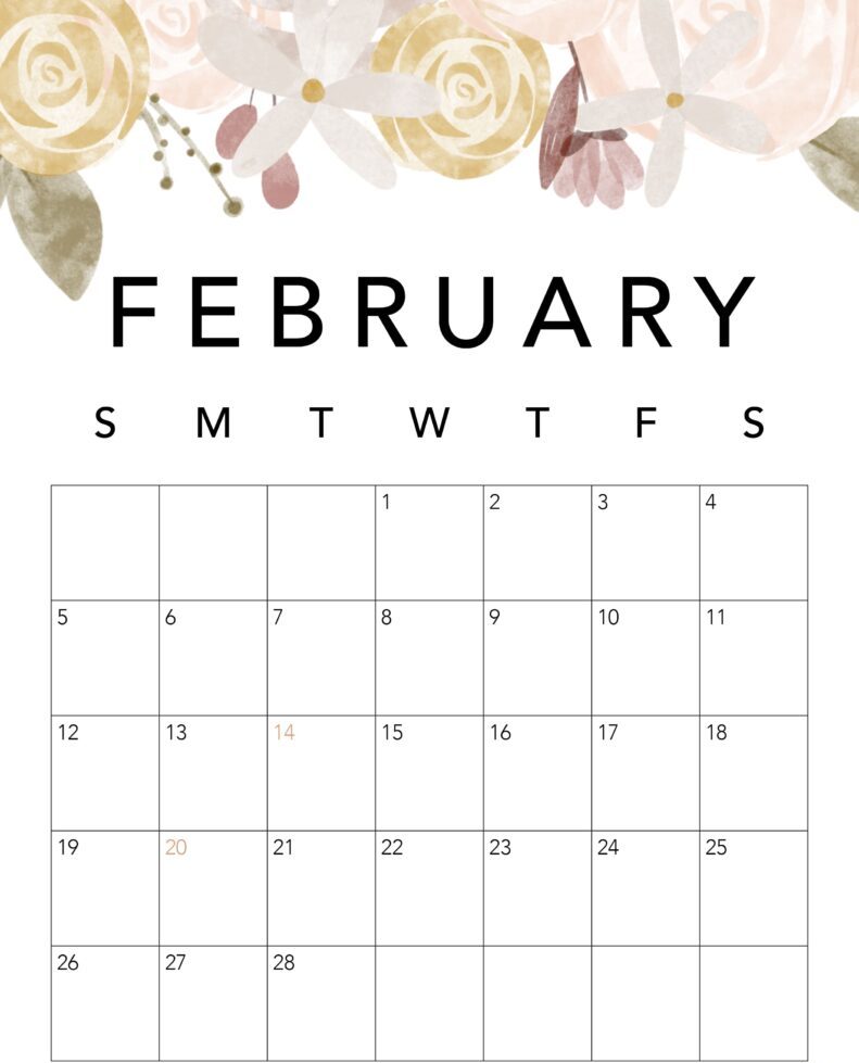 Printable February Calendar 2023 Cute