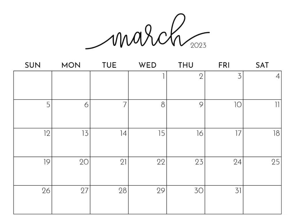 Printable March 2023 Calendar