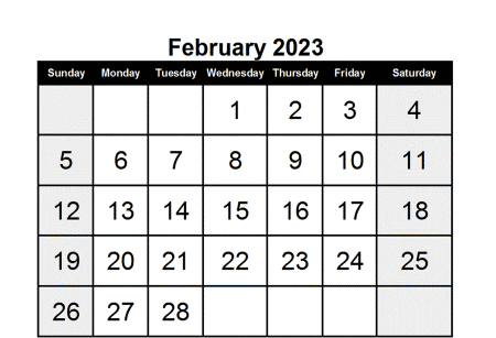 february Calendar 2023
