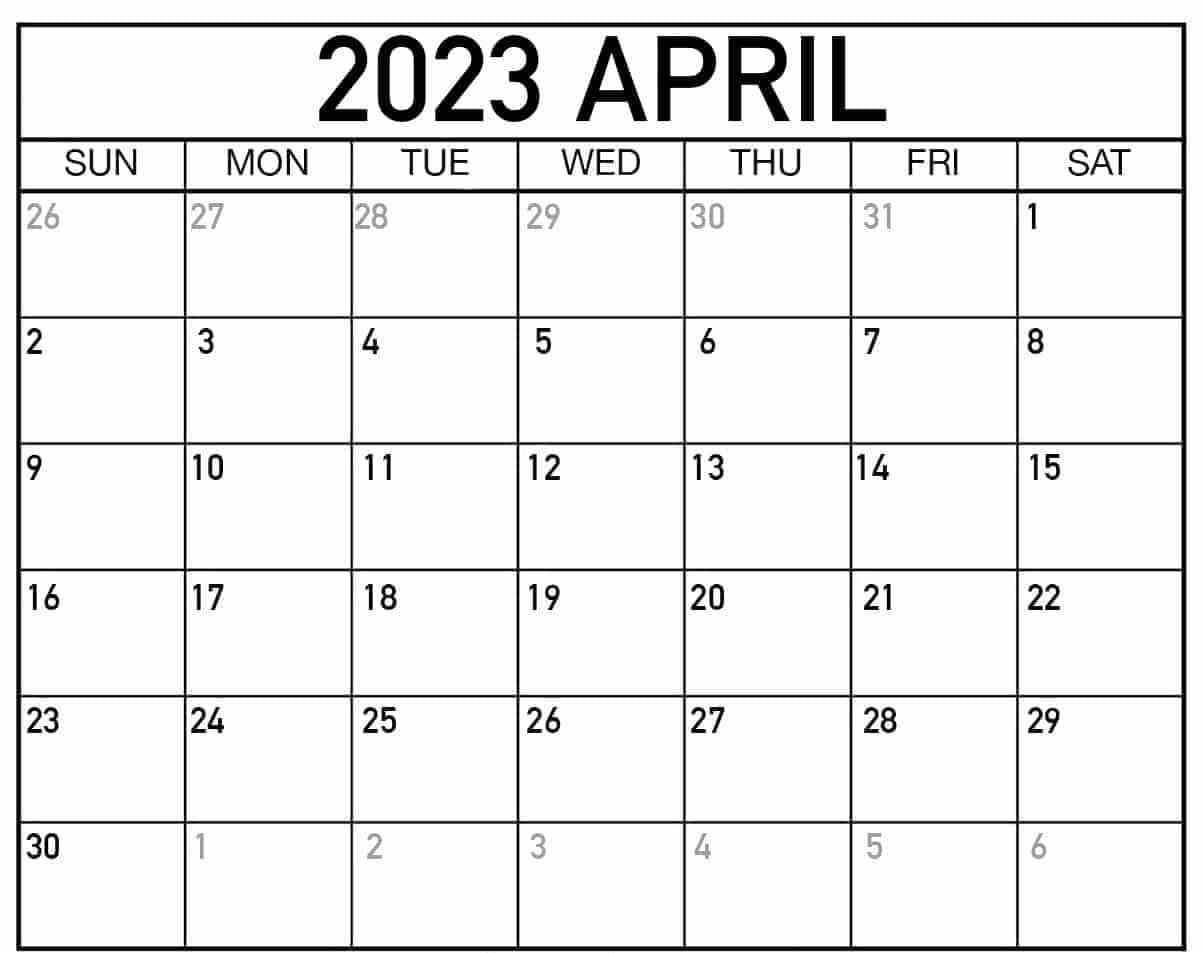 April 2023 Calendar Holidays