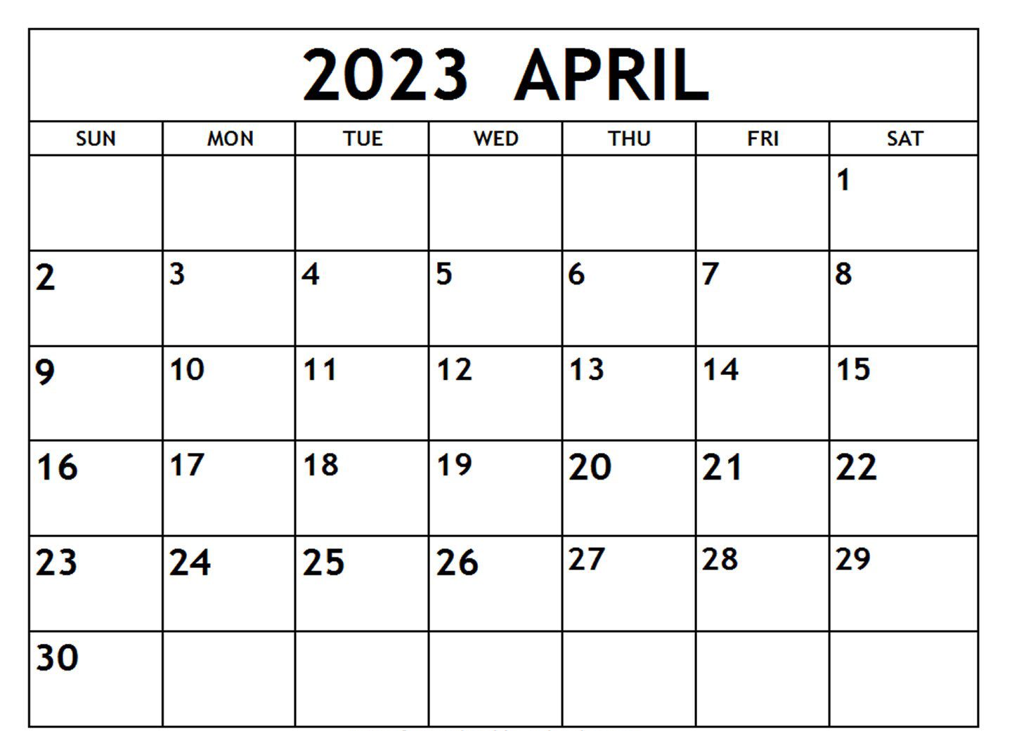 April Calendar 2023