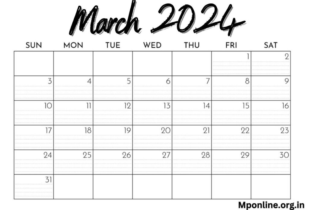 Blank March Calendar 2024 Template