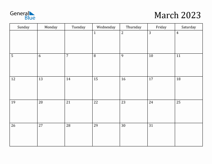 Editable March 2023 Calendar