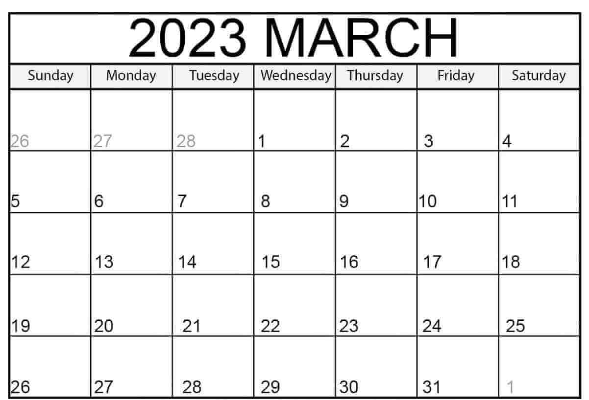 Free March 2023 Calendar Printable