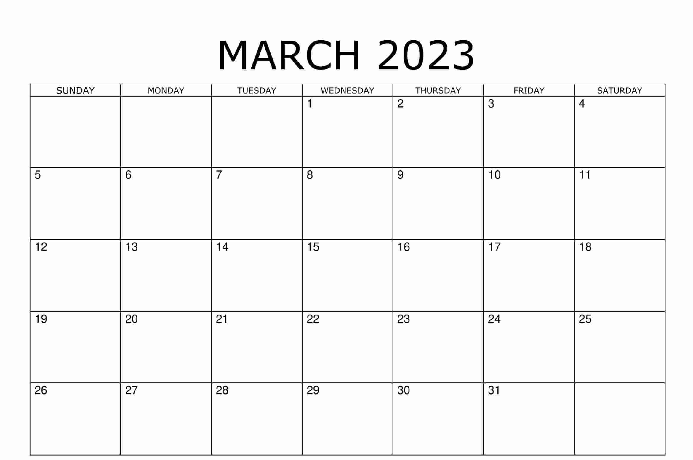 March 2023 Calendar Editable Templates