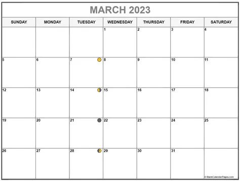 Lunar March 2023 Calendar Phases