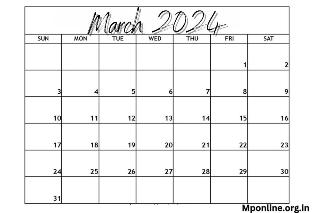 March 2024 calendar monday start