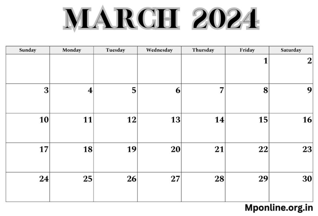 March 2024 customizable Calendar
