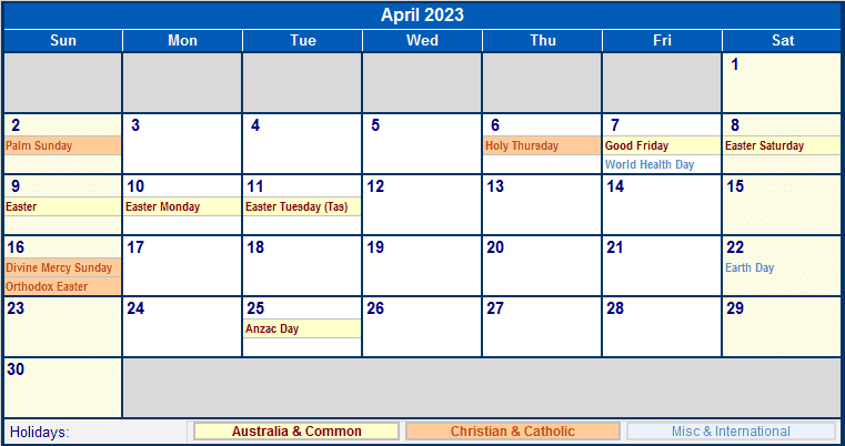 printable calendar april 2023