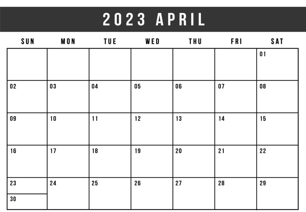 2023 April Calendar Blank Template