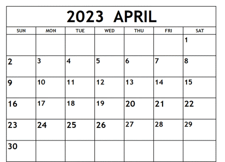 April 2023 Calendar Template With Notes