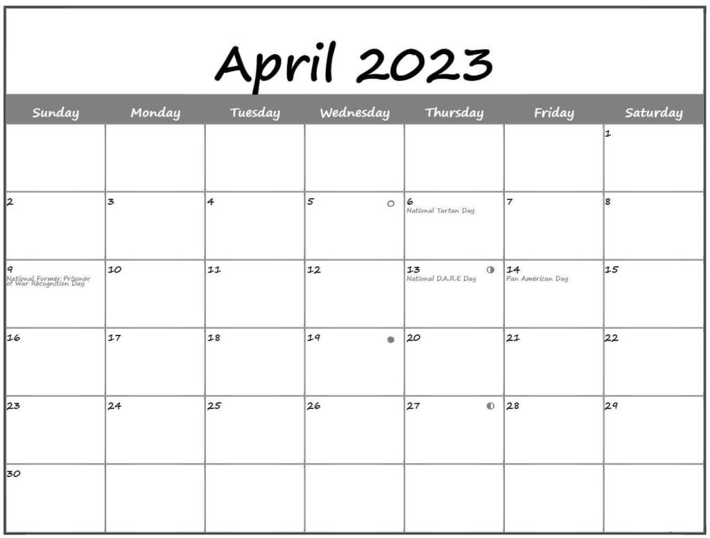 April 2023 Lunar Calendar Phases