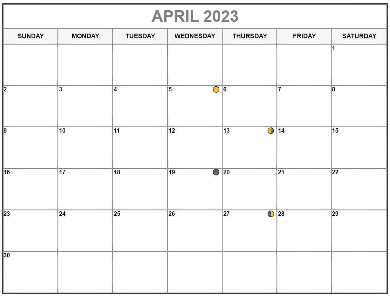 April 2023 Lunar Calendar