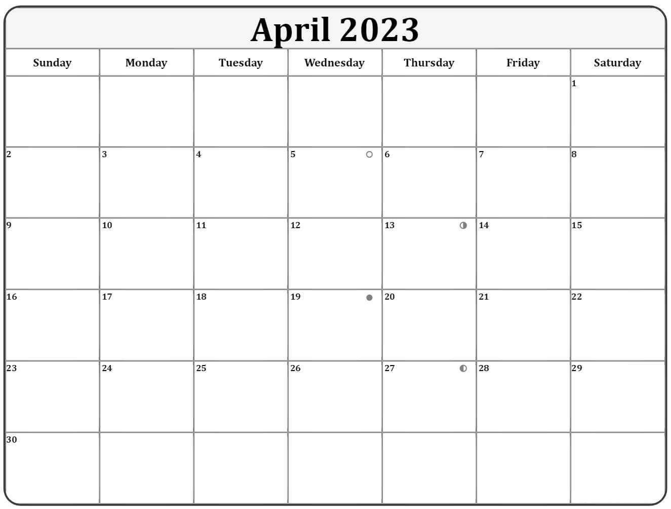 April 2023 calendar moon