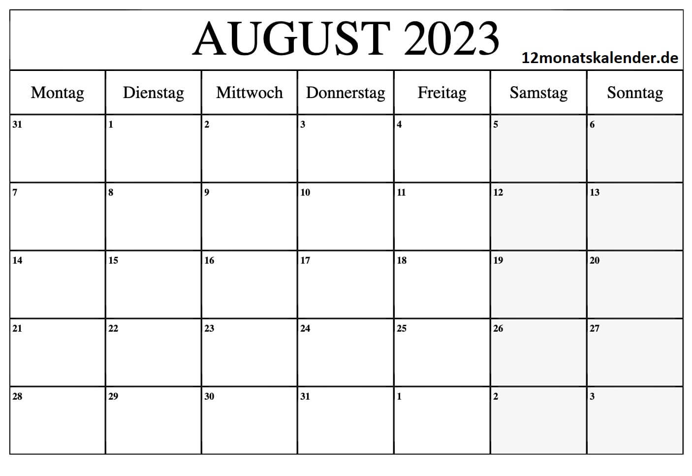 Behalten Sie den Überblick mit unserem kostenlosen August 2023 Kalender