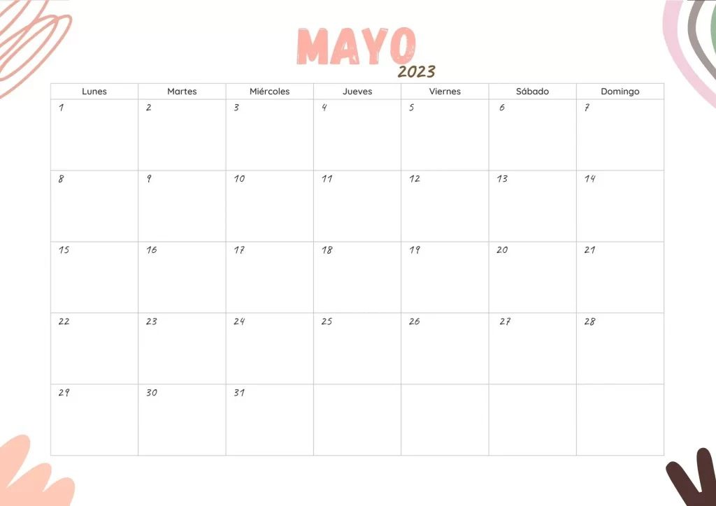 Calendario de Mayo de 2023 con información meteorológica y pronósticos