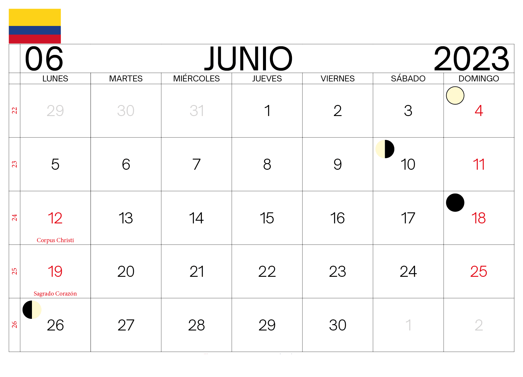 Calendario junio 2023 para planificar reuniones y citas
