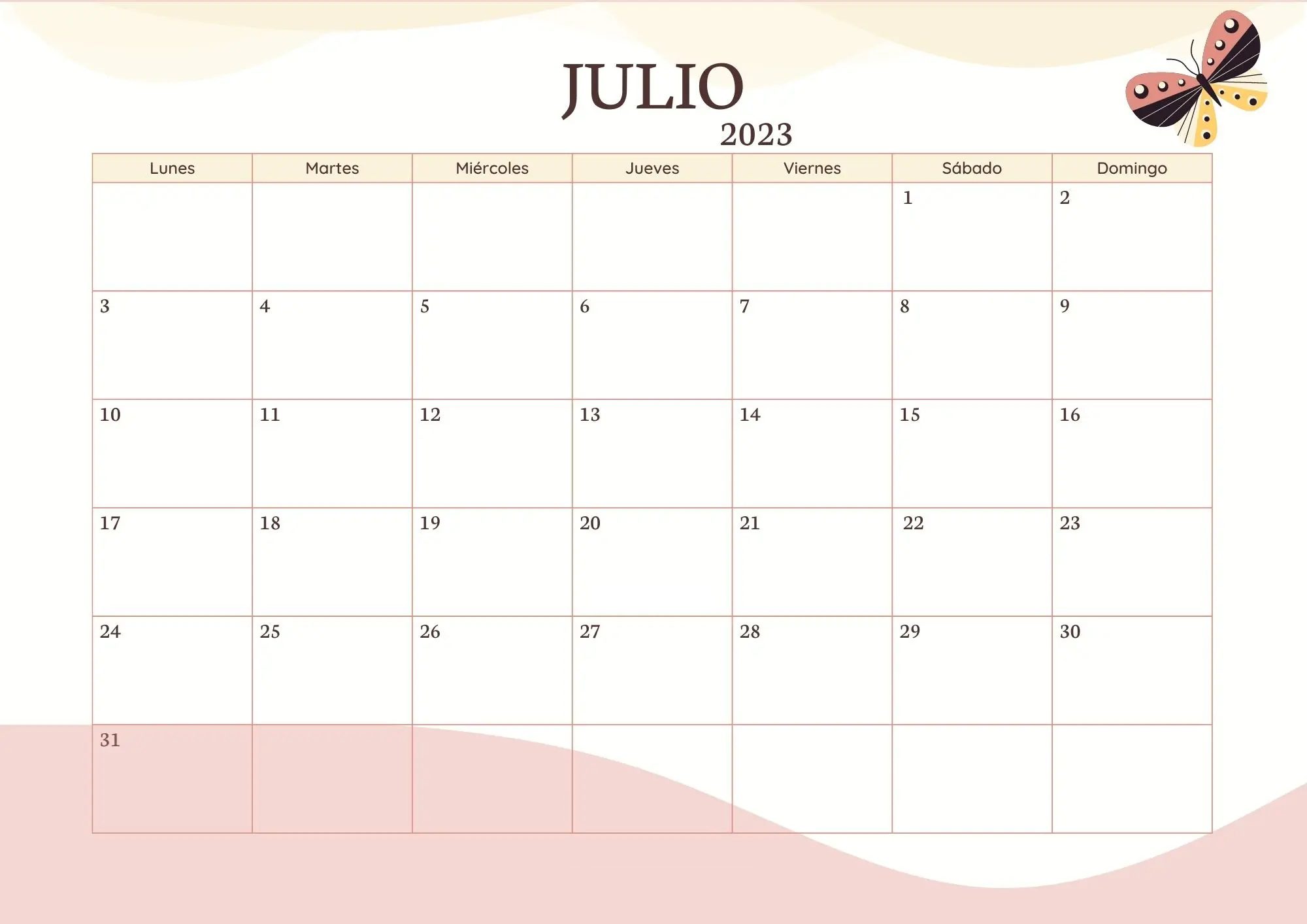 Descargar calendario julio 2023 gratis