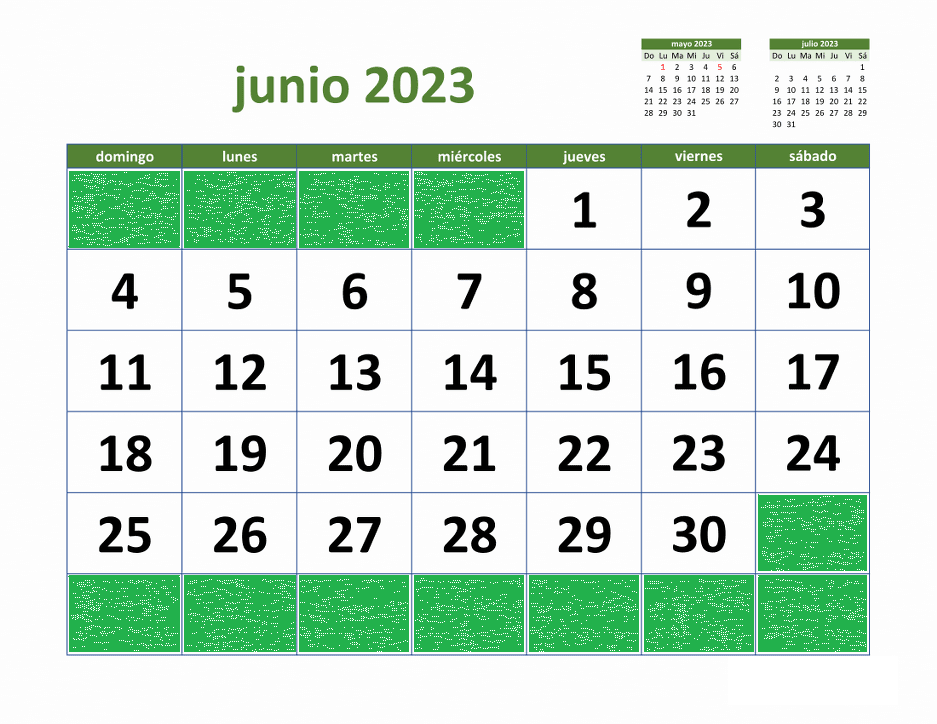 Descargar calendario junio 2023 en formato Word