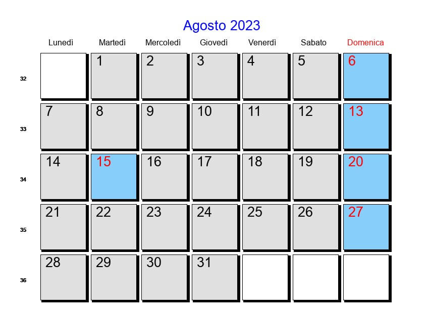 Diseños de Calendario Agosto 2023 para imprimir