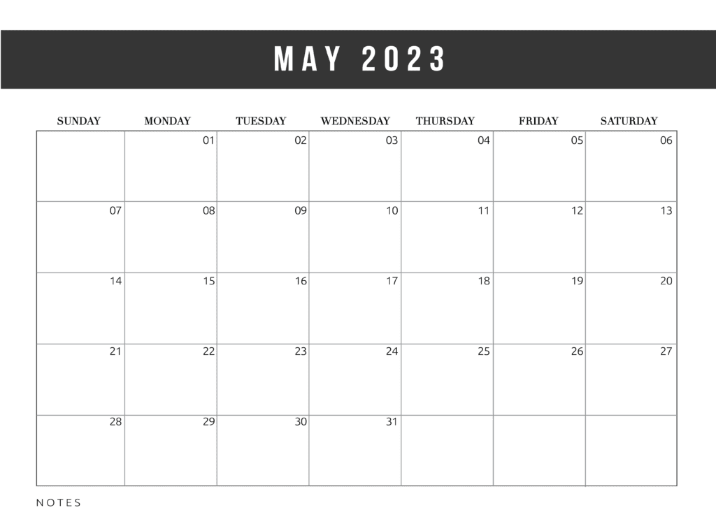 Editable May Calendar 2023