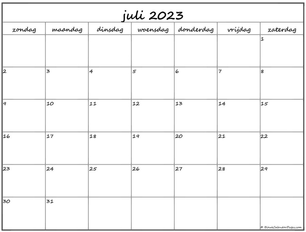 Juli Kalender 2023 mit Feiertagen