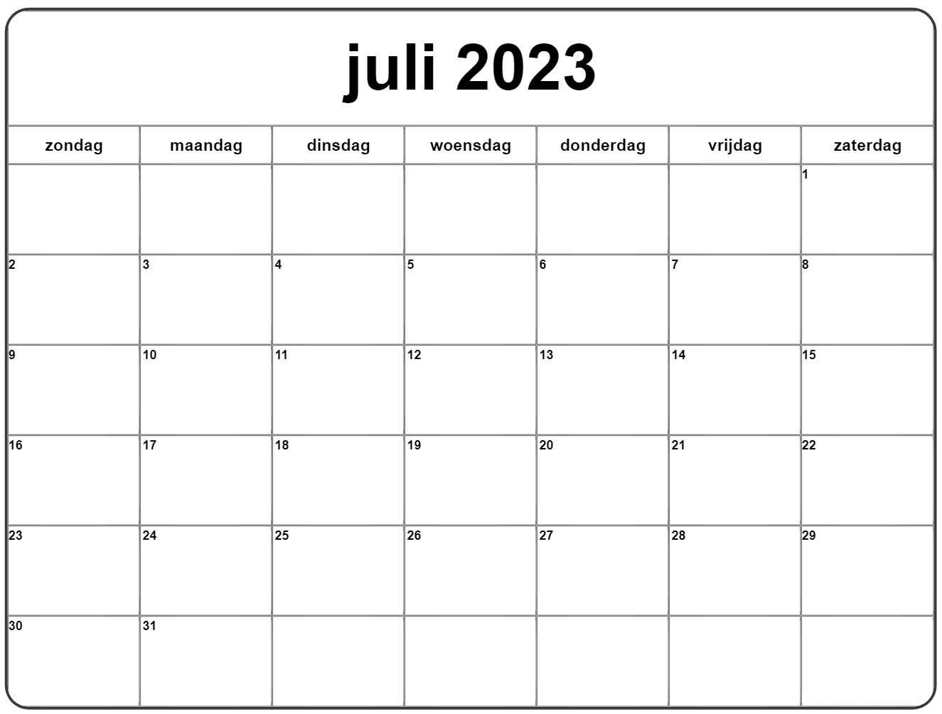 kalender Juli 2023