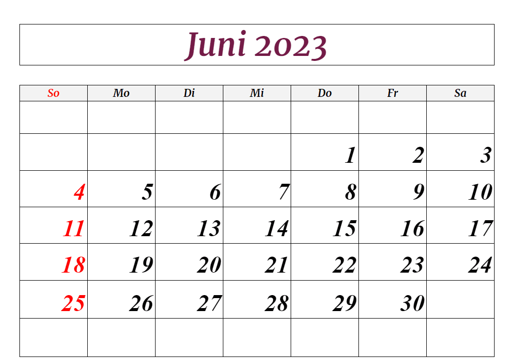 Kostenloser Planer für Juni 2023 mit To-Do-Liste und Notizen