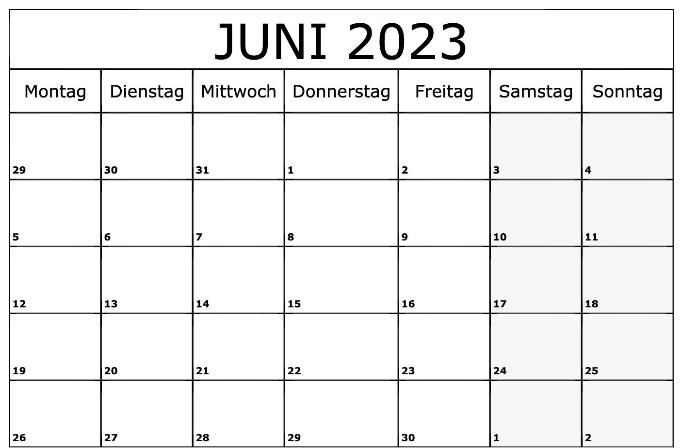 Machen Sie sich bereit für Juni 2023 mit unserem kostenlosen Kalender zum Ausdrucken