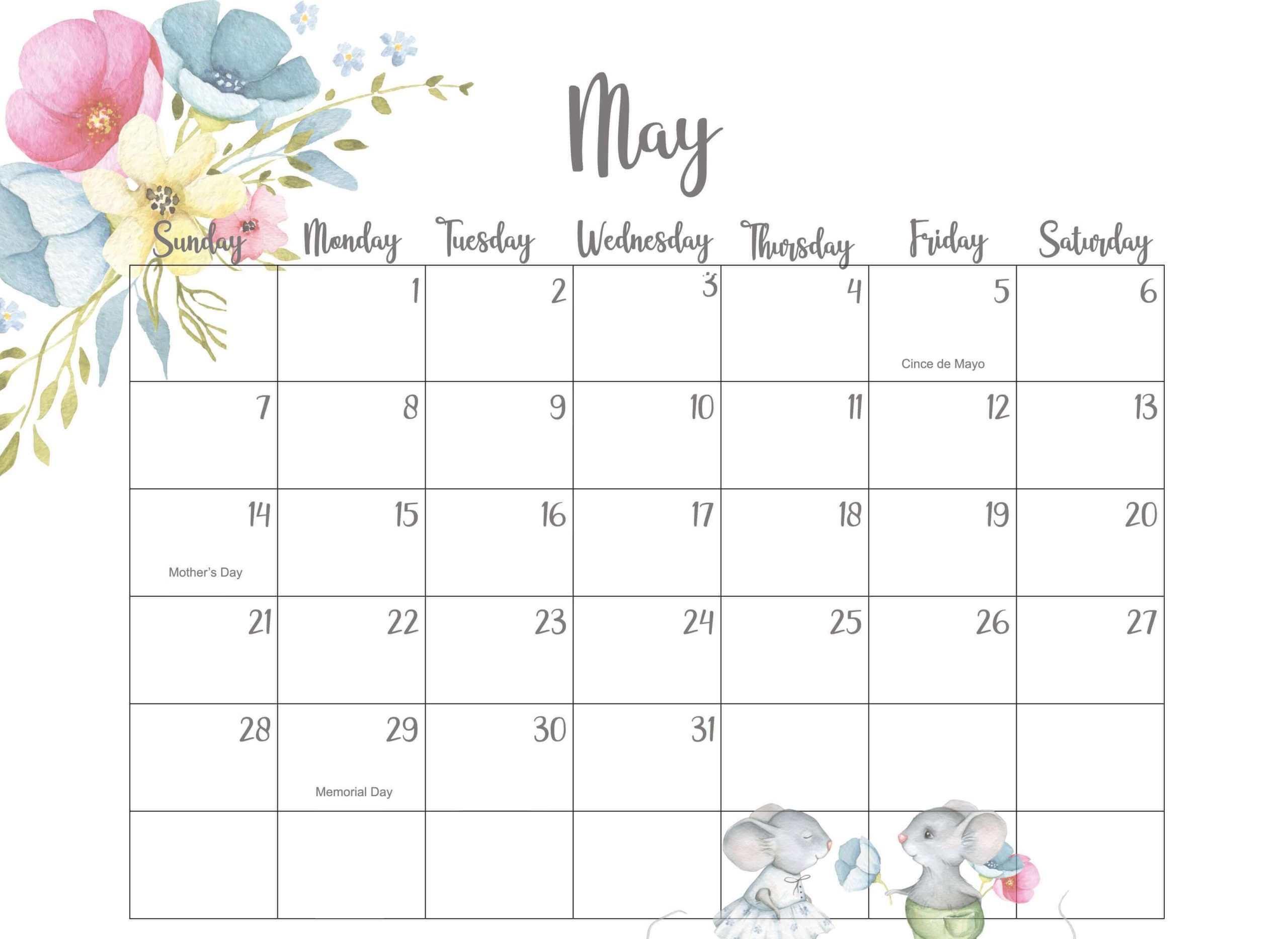 May Cute Calendar 2023 Pink Design