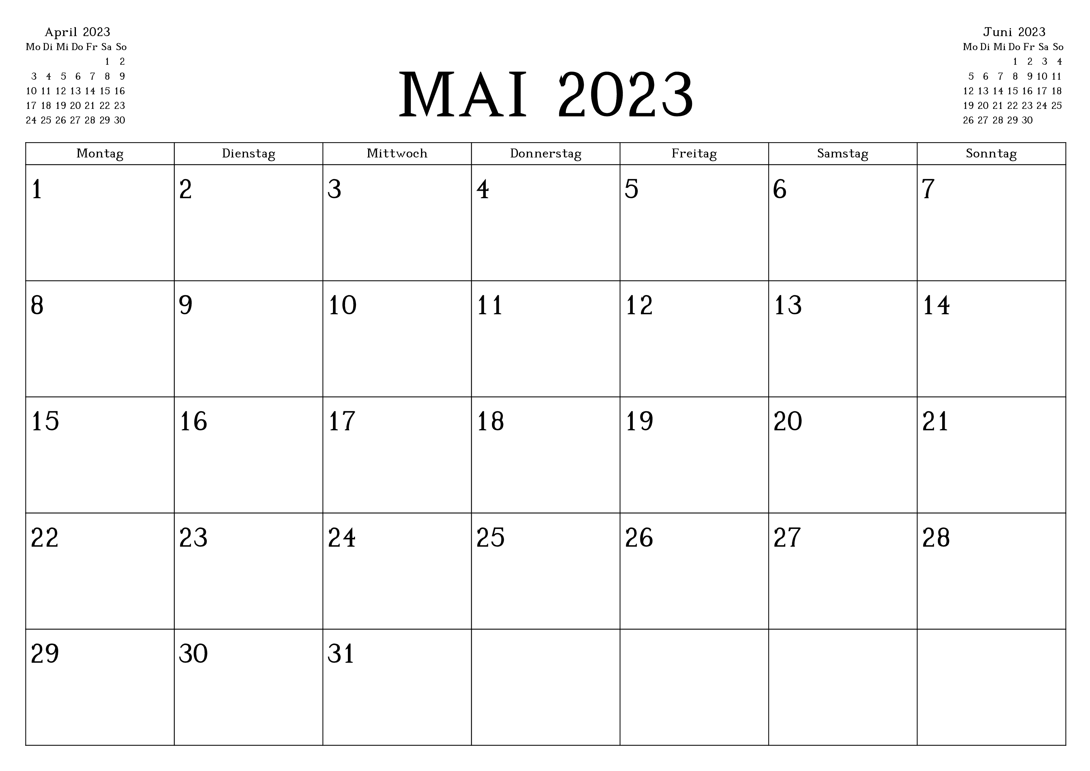 Organisationsplaner für Mai 2023
