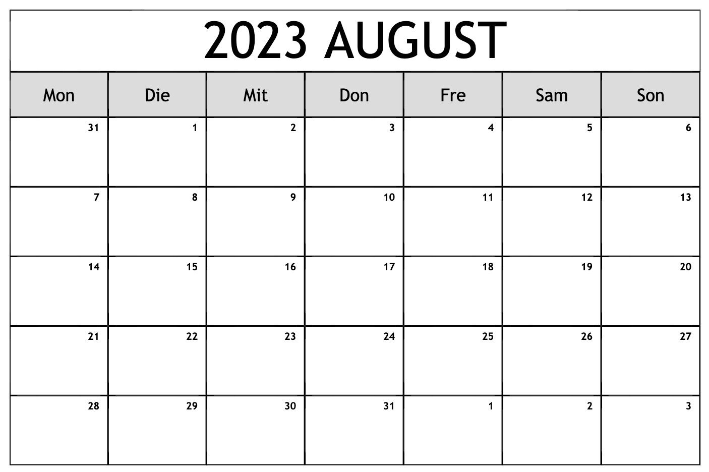Organisieren Sie Ihren August mit unserem druckbaren 2023 Kalender
