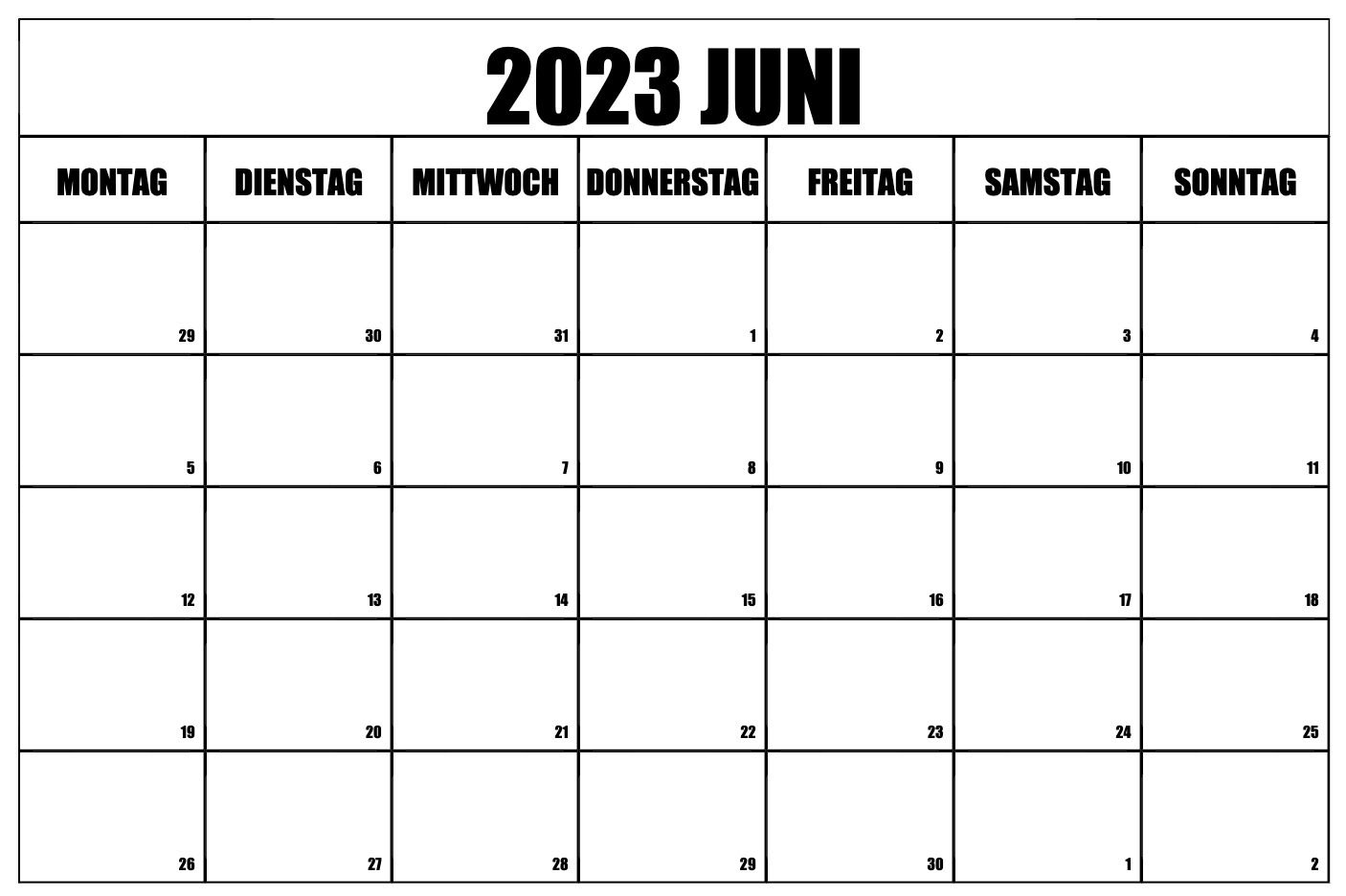 Planen Sie Ihre Veranstaltungen im Juni 2023 mit unserem kostenlosen Kalender zum Ausdrucken
