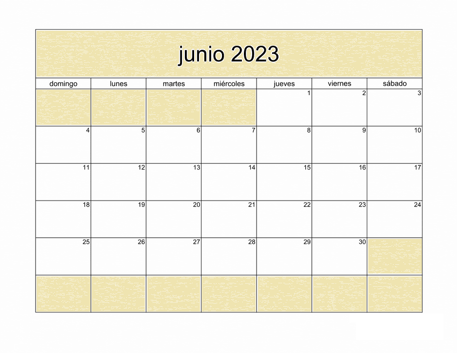 Plantilla de calendario semanal junio 2023 para imprimir