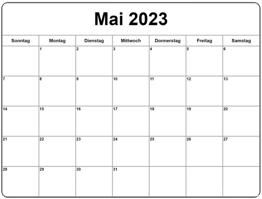 Planungskalender für Mai 2023