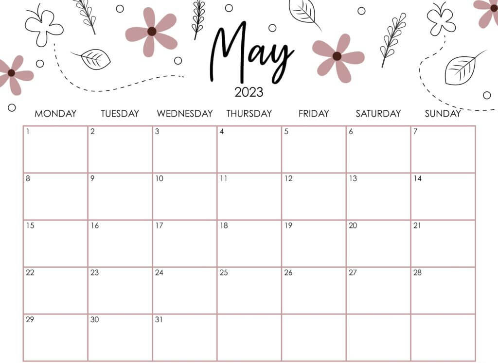 Printable May 2023 Calendar Cute