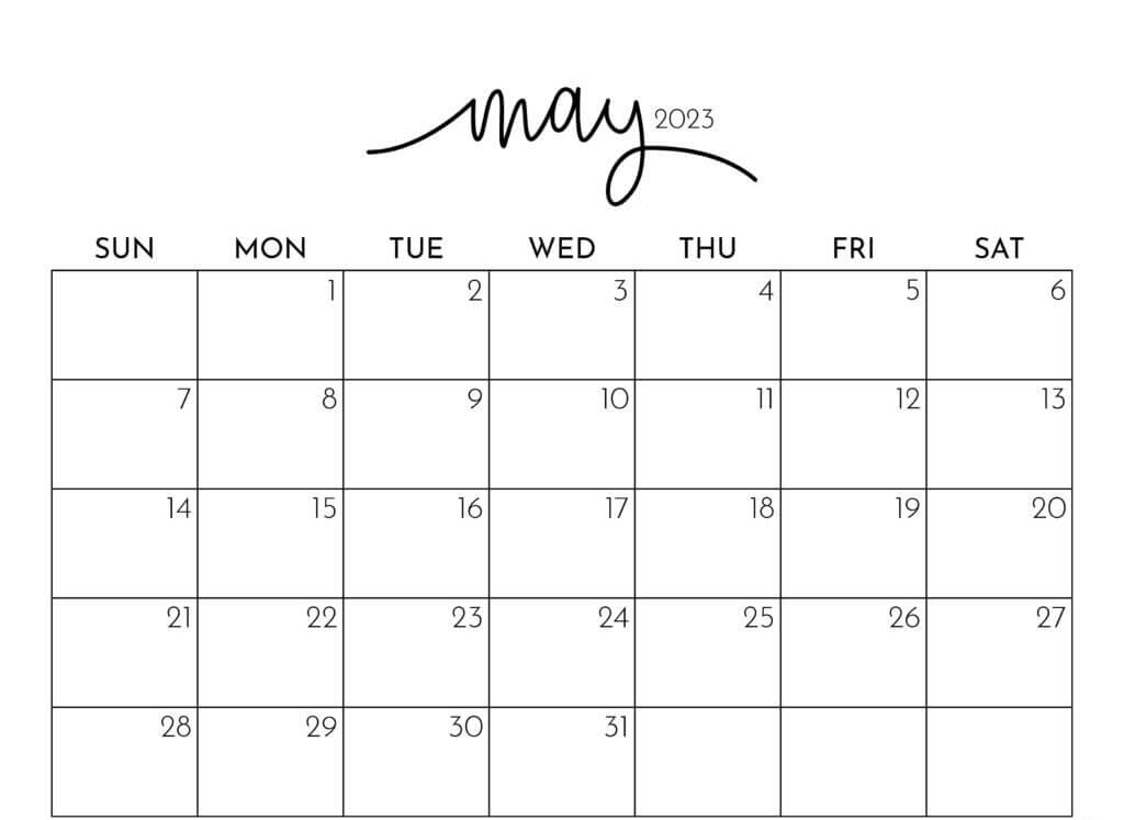 Printable May 2023 Calendar Floral