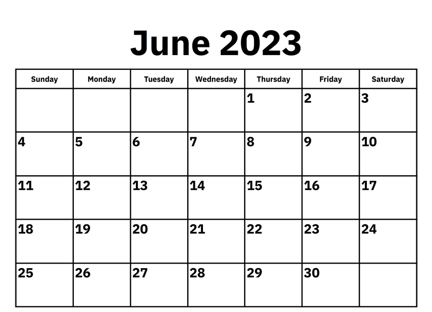 Blank 2023 June Calendar