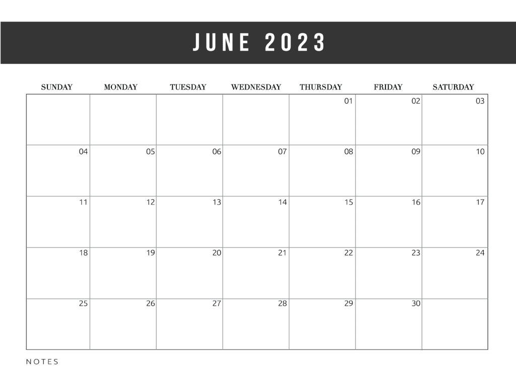 Editable 2023 June Calendar Word