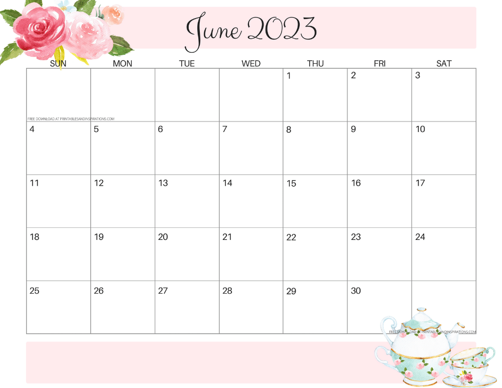 Floral June Calendar 2023 Cute