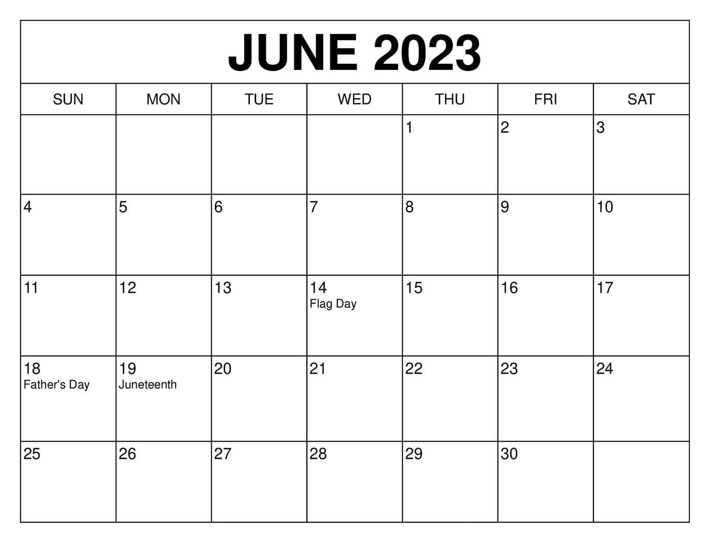 Free Printable 2023 June Calendar Editable Templates with Holidays