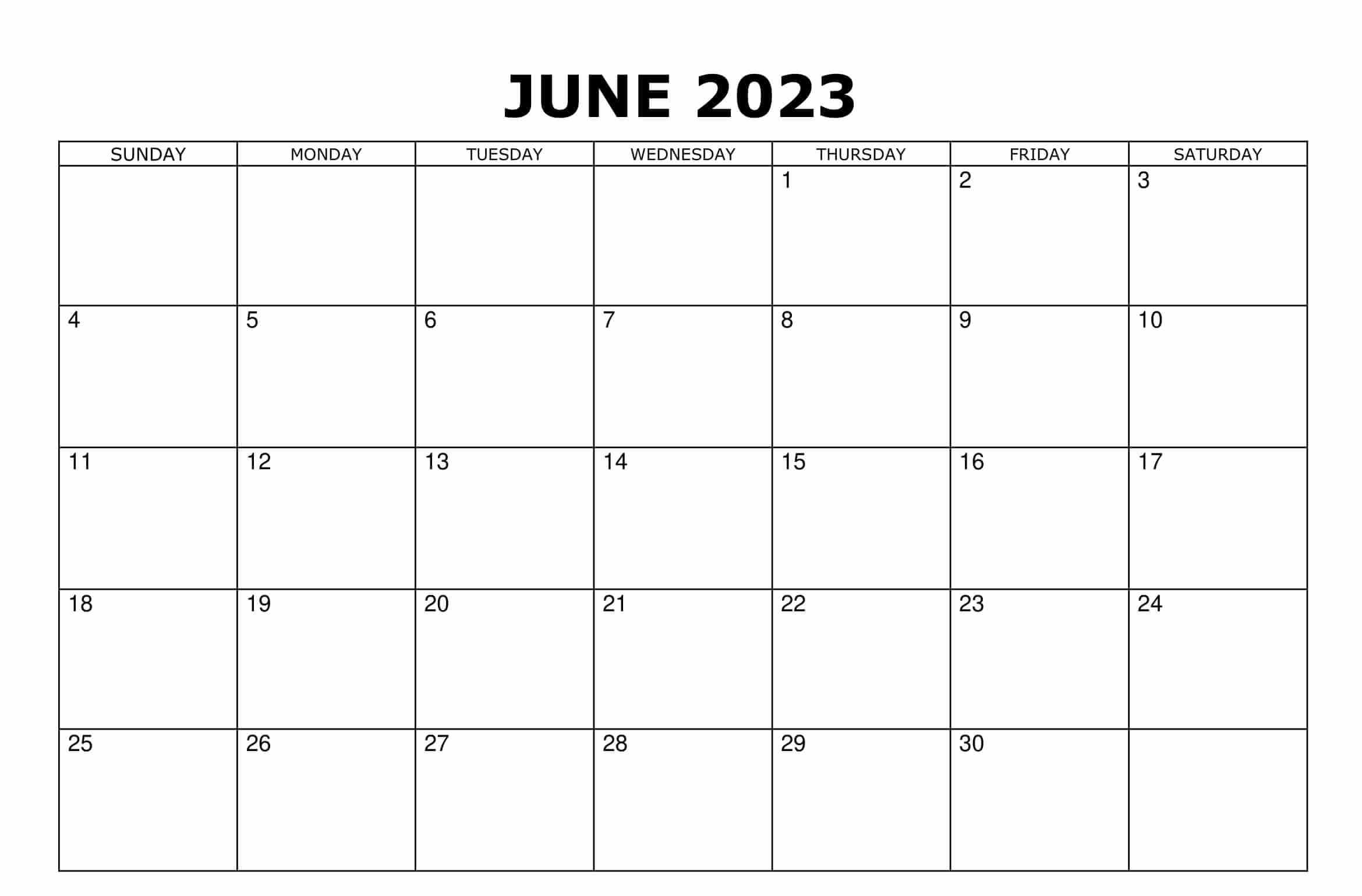 June 2023 Calendar Basic