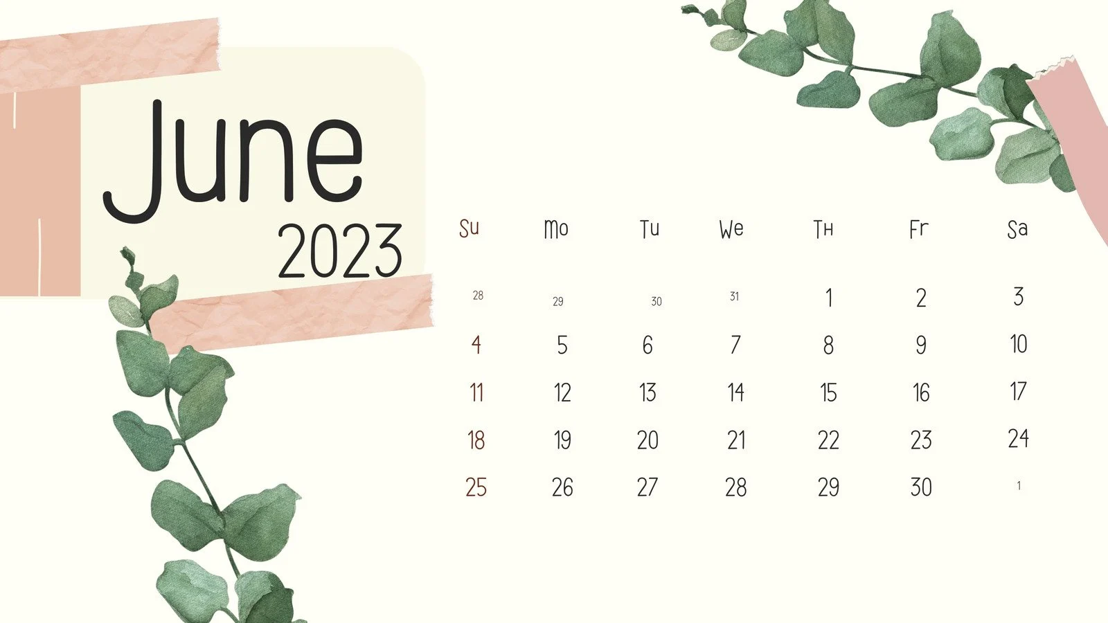 June 2023 Calendar Wallpapers