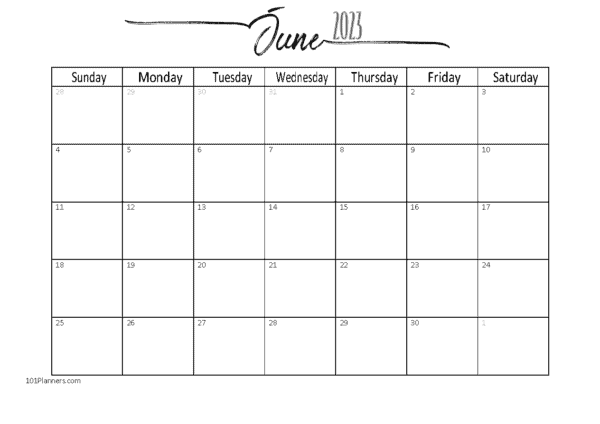 June 2023 Calendar in Excel