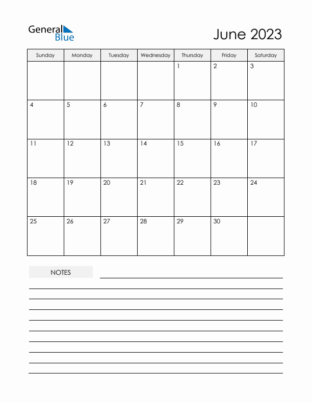 June 2023 Excel Calendar