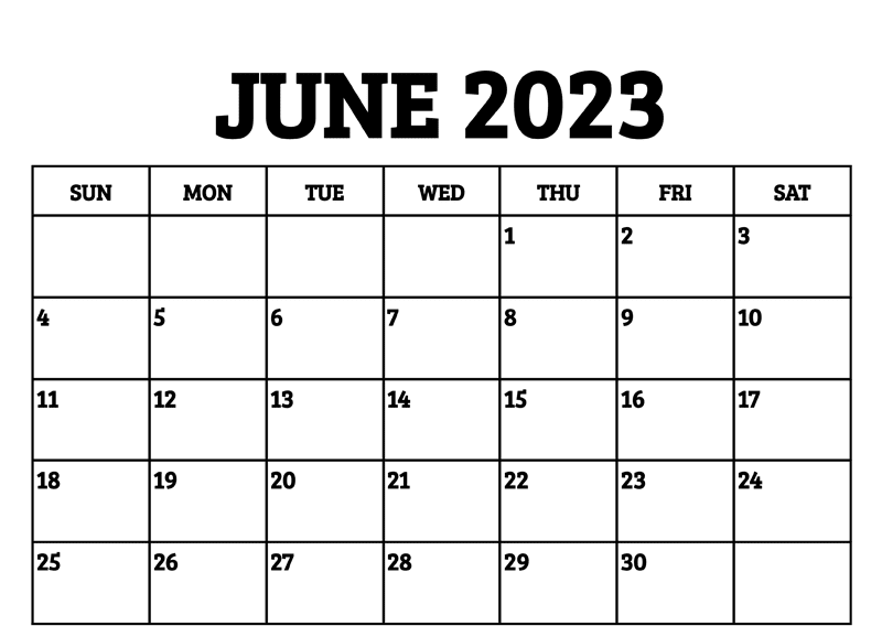 June 2023 PDF Calendar Template