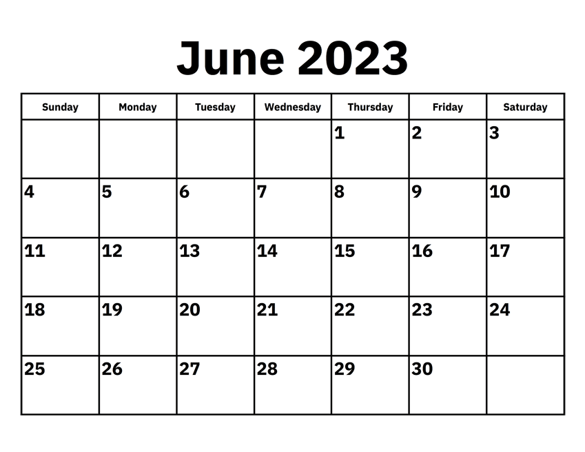 June Calendar 2023 Word